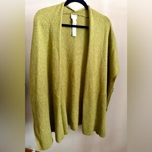 Chico’s Olive Green Open Front Cardigan Soft Knit Draped Sweater OS